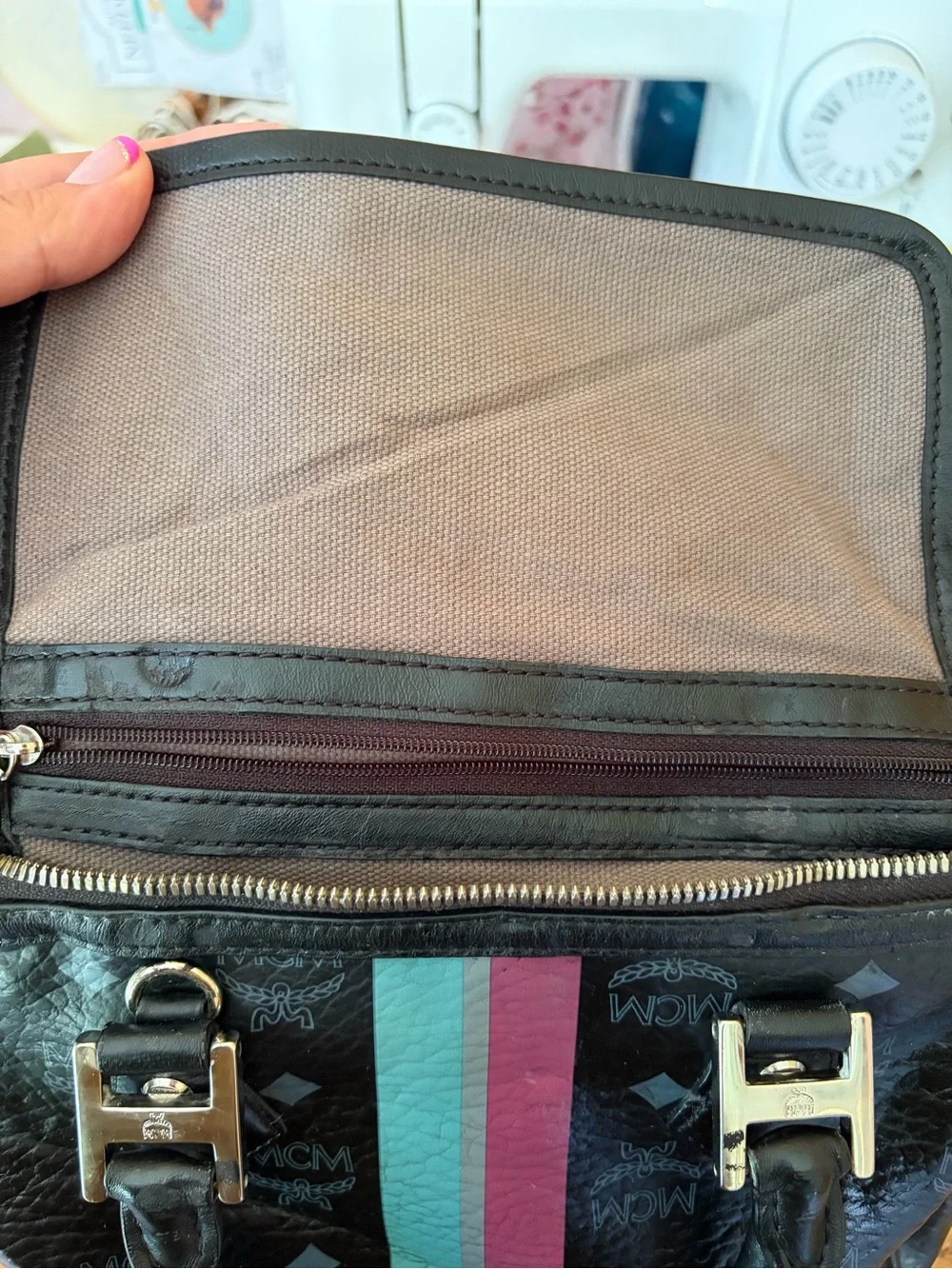 MCM monogram satchel Rare